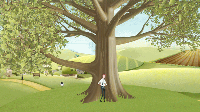 Animated Brand Film - Wyelands bank sitting on tree gif
