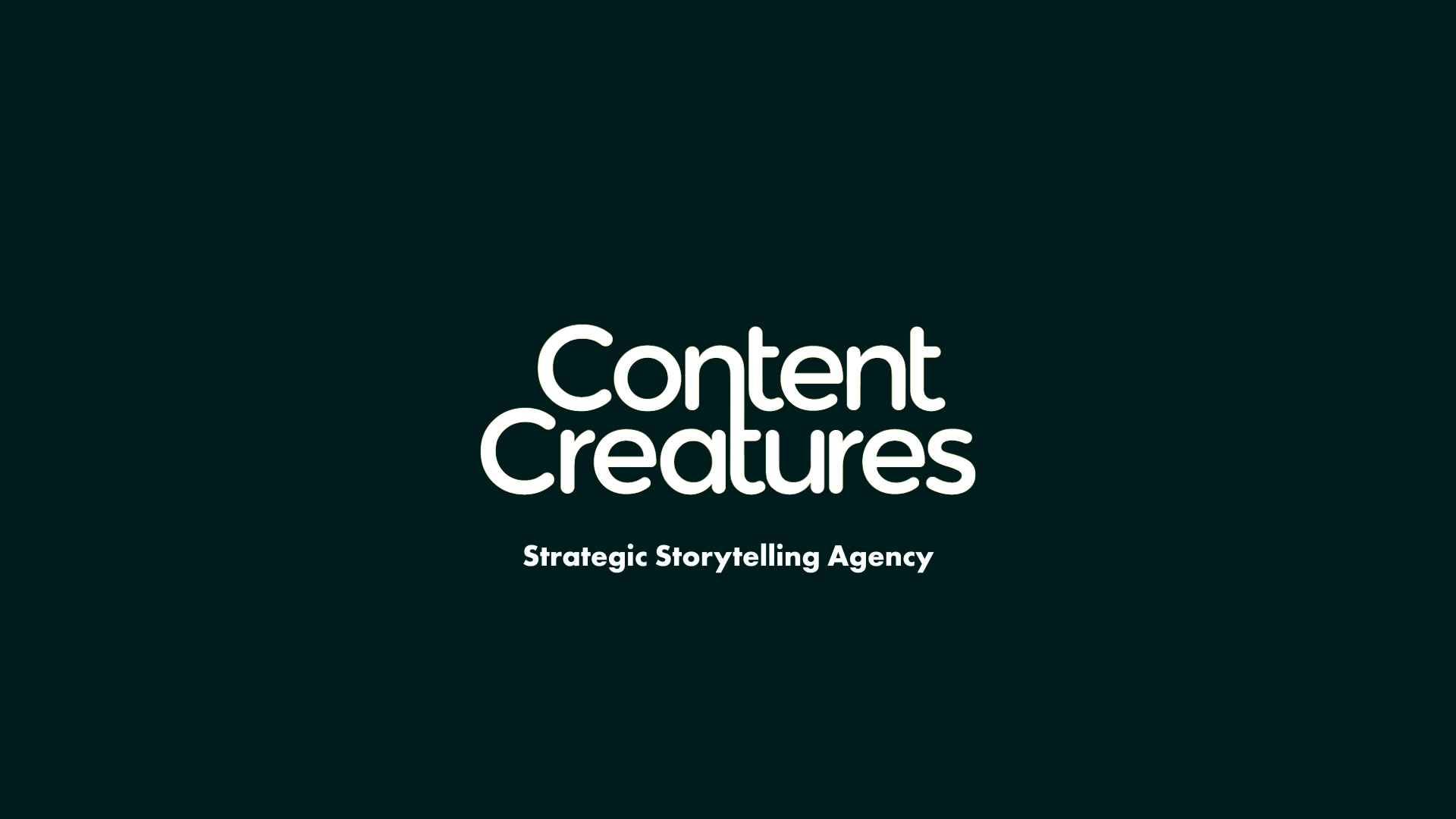 A blog image by Content Creatures, a strategic storytelling agency. It features the Content Creatures logo in a rounded white typeface on a dark teal background, accompanied by the tagline "Strategic Storytelling Agency" beneath the logo.